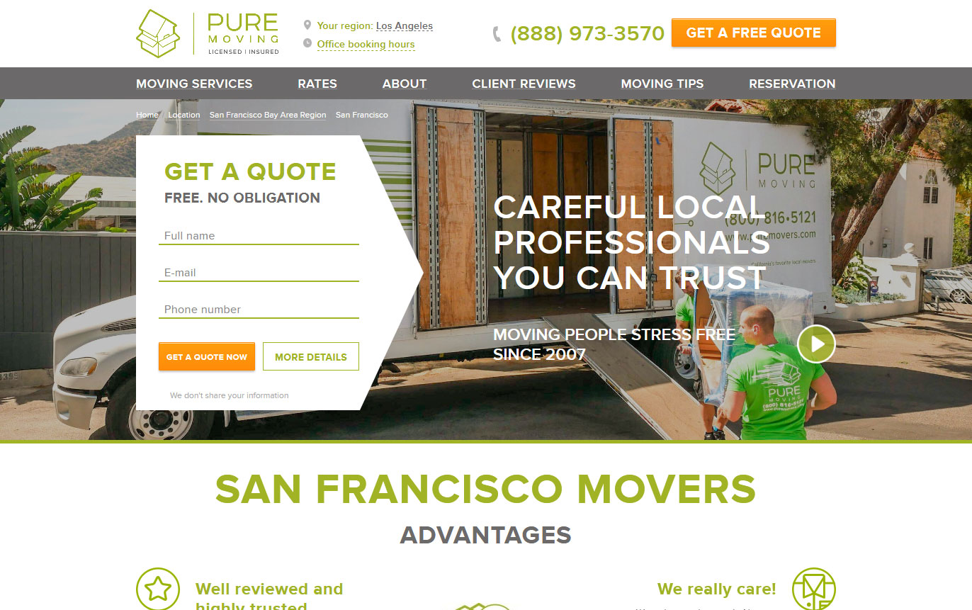 website design for moving companies