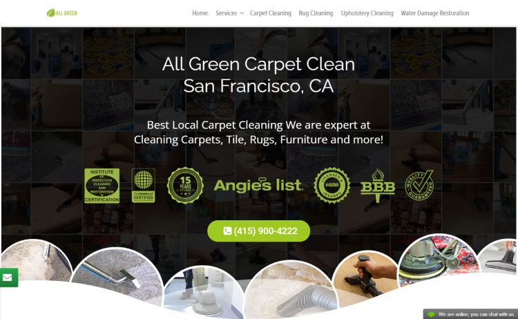 All Green Carpet Clean San Francisco website